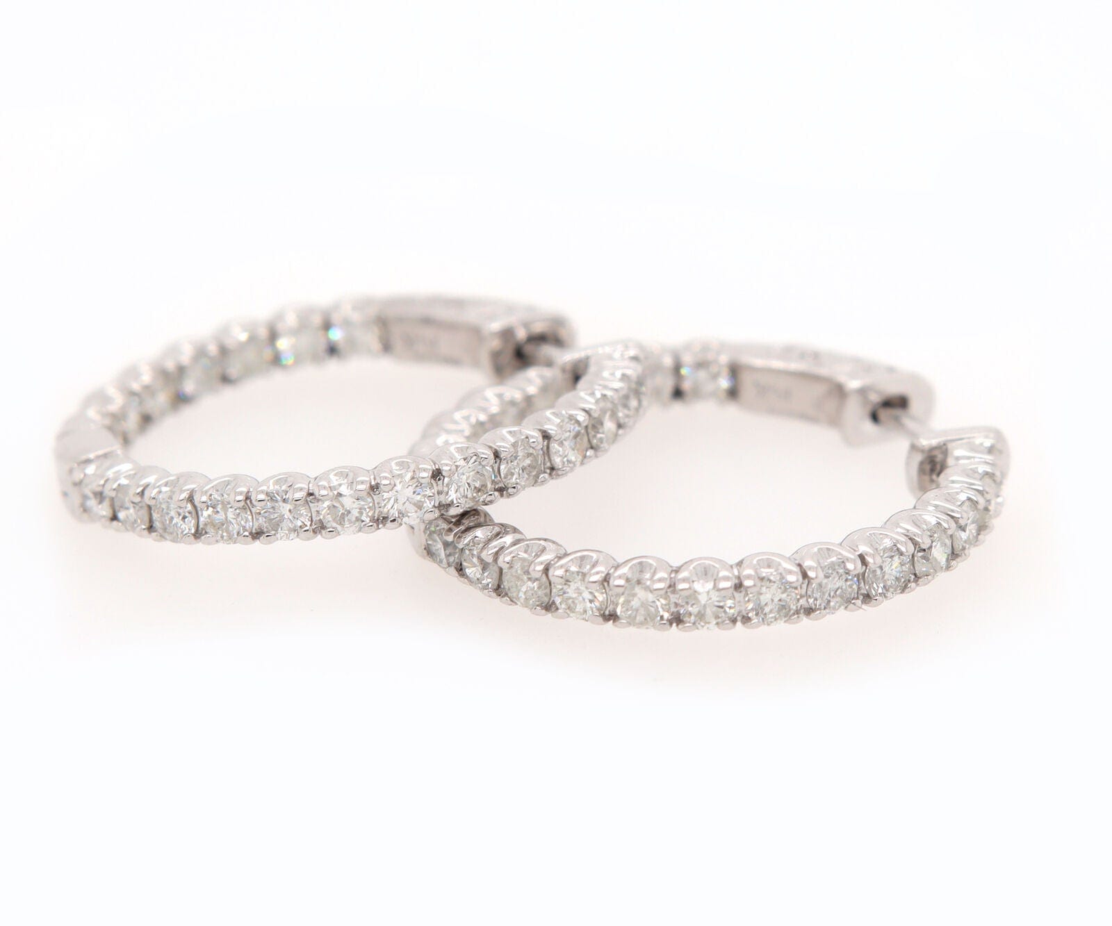 2.00ctw Round Diamond Inside Out Hoop Earrings in 14K