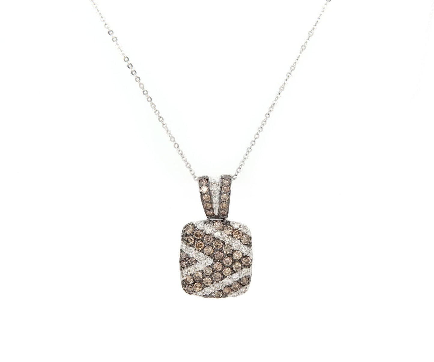 1.50ctw White and Brown Diamond Pendant Necklace in 14K