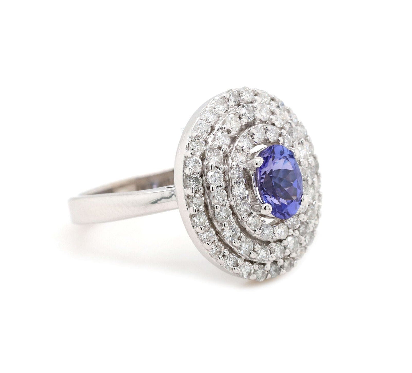 0.88ct Oval Tanzanite and 1.50ctw Diamond Triple Frame Ring in 14K