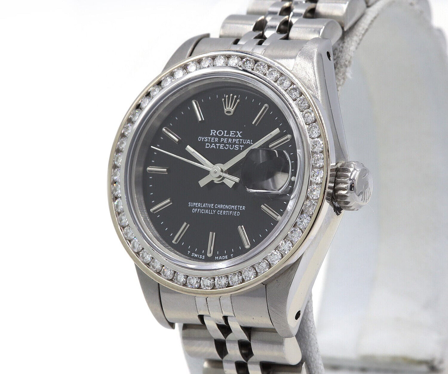 1987 Rolex Datejust 69174 26MM Aftermarket Diamond Bezel Ladies Watch