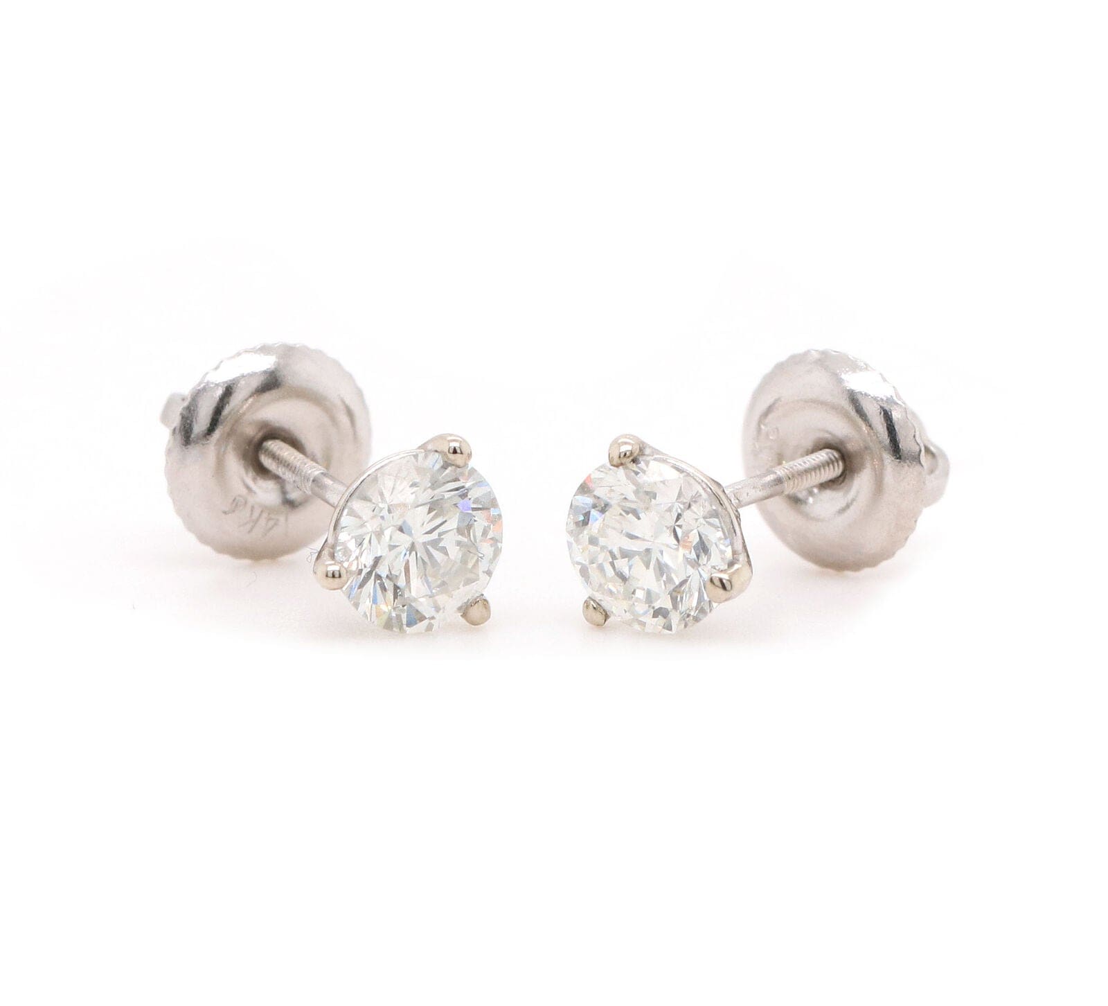 1.23ctw Round Diamond Solitaire Stud Earrings in 14K