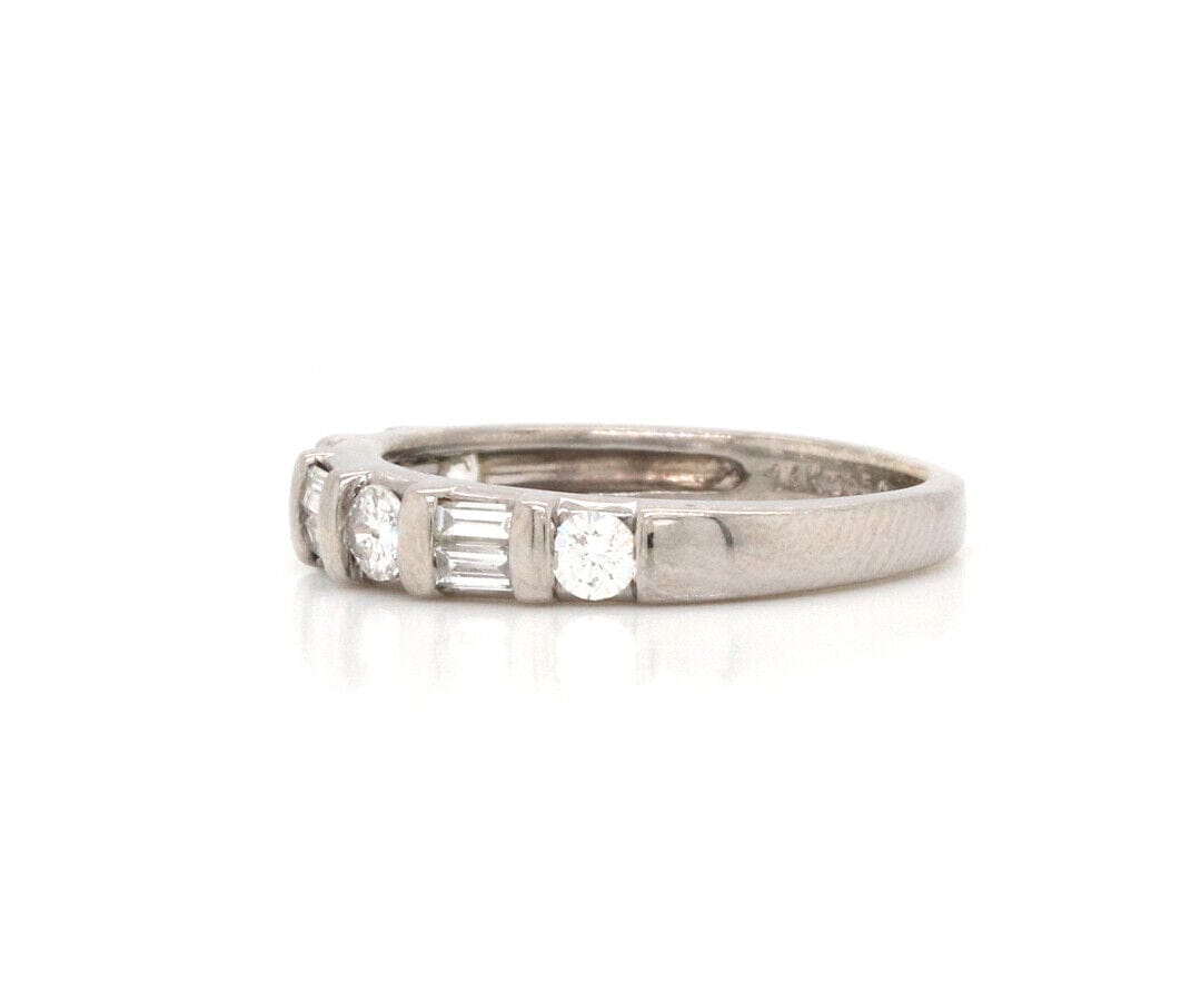 0.40ctw Round and Baguette Diamond Band Ring in 14K