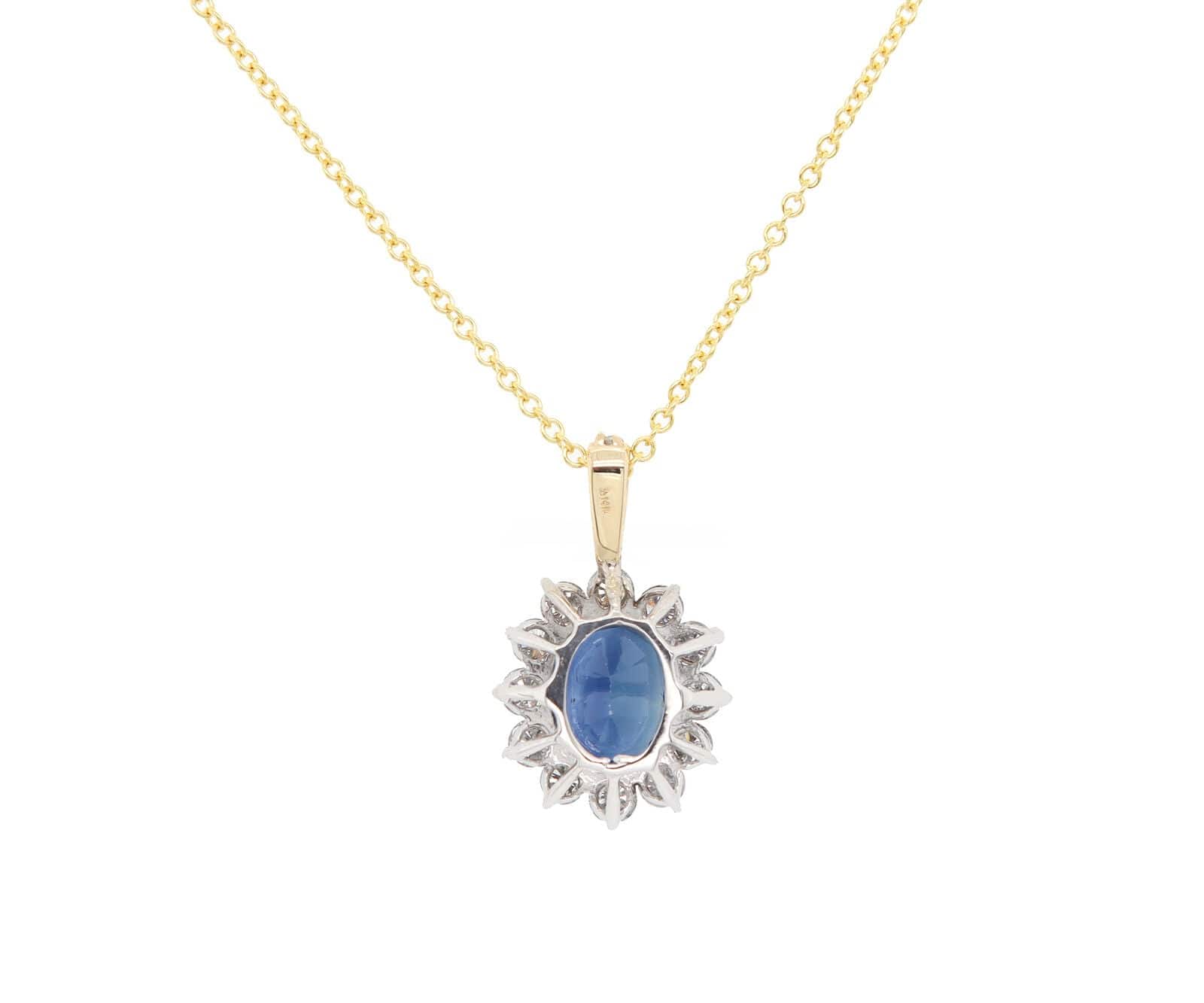 2.75ct Oval Sapphire and 0.40ctw Diamond Frame Pendant Necklace in 14K