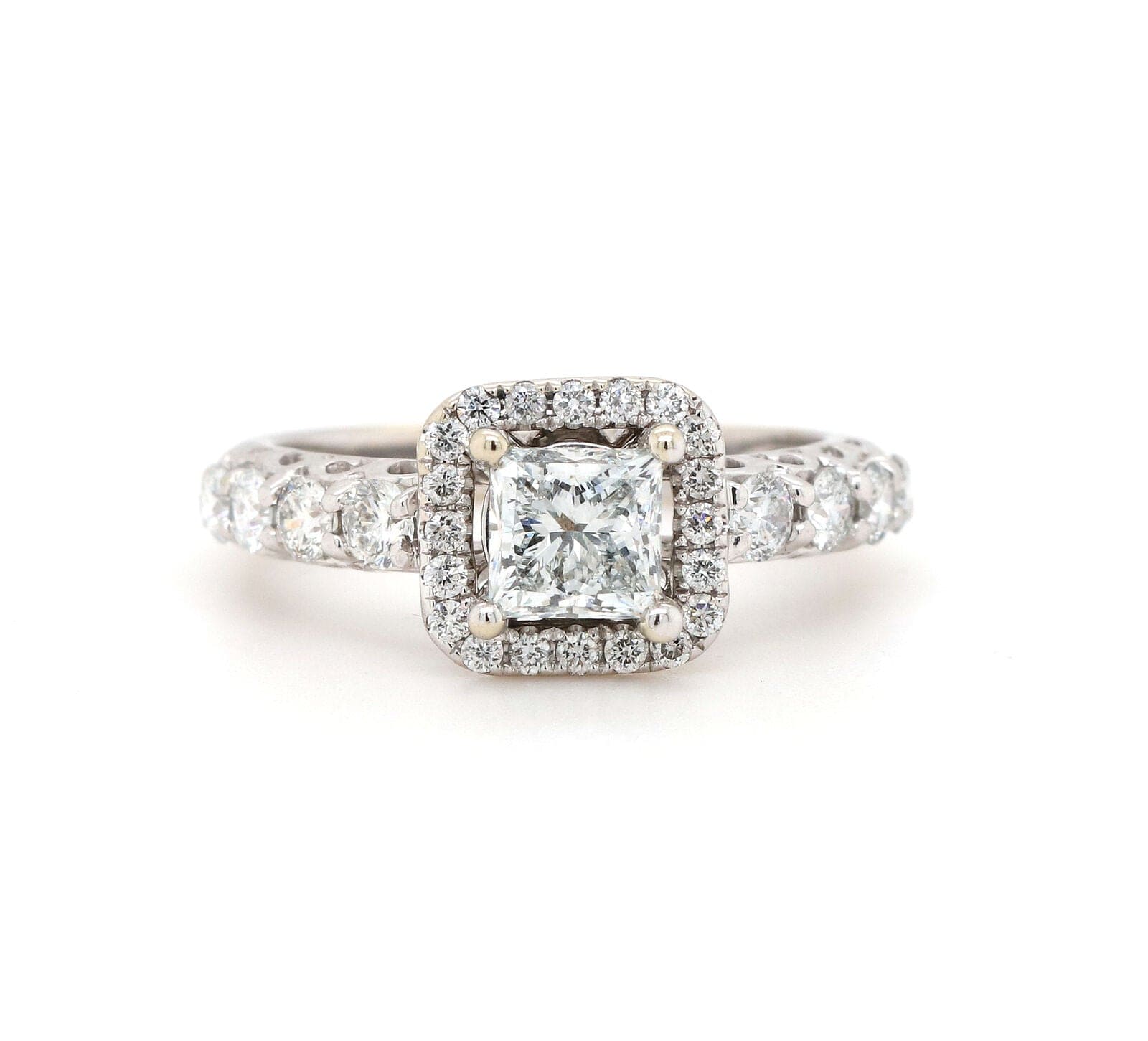 1.33ctw Princess and Round Diamond Frame Engagement Ring in 14K