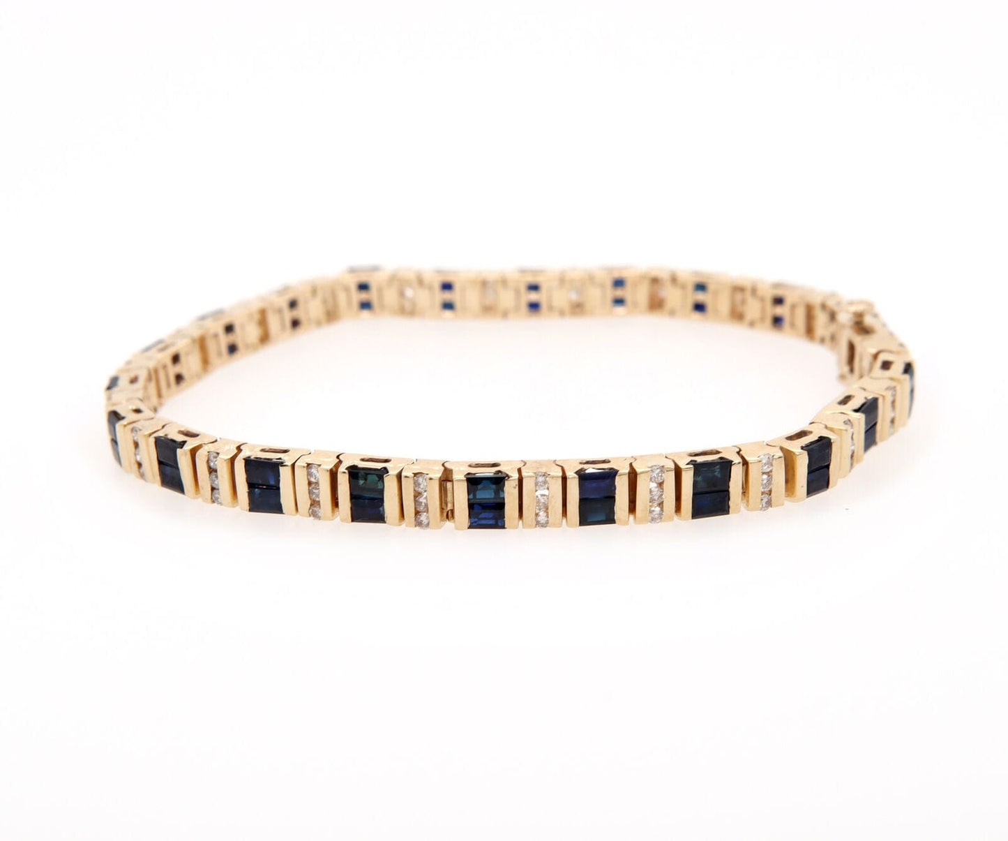 4.25ctw Baguette Sapphires and 0.33ctw Diamond Bracelet in 14K