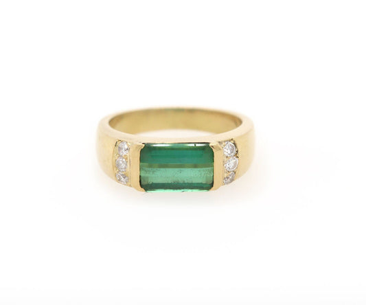 1.75ct Green Tourmaline and 0.18ctw Diamond Ring in 18K