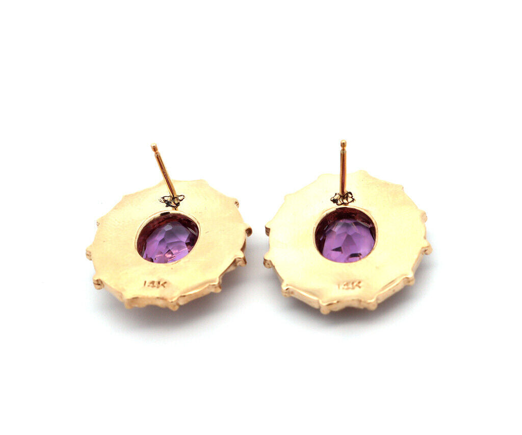 3.20ctw Oval Amethyst and Seed Pearl Heirloom Earrings in 14K