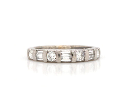 0.40ctw Round and Baguette Diamond Band Ring in 14K