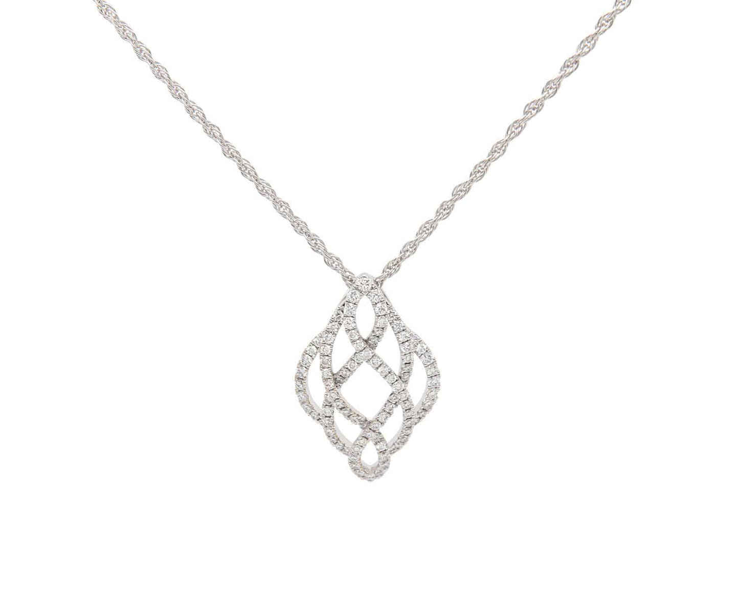 0.25ctw Pave Diamond Knot Pendant Necklace in 14K