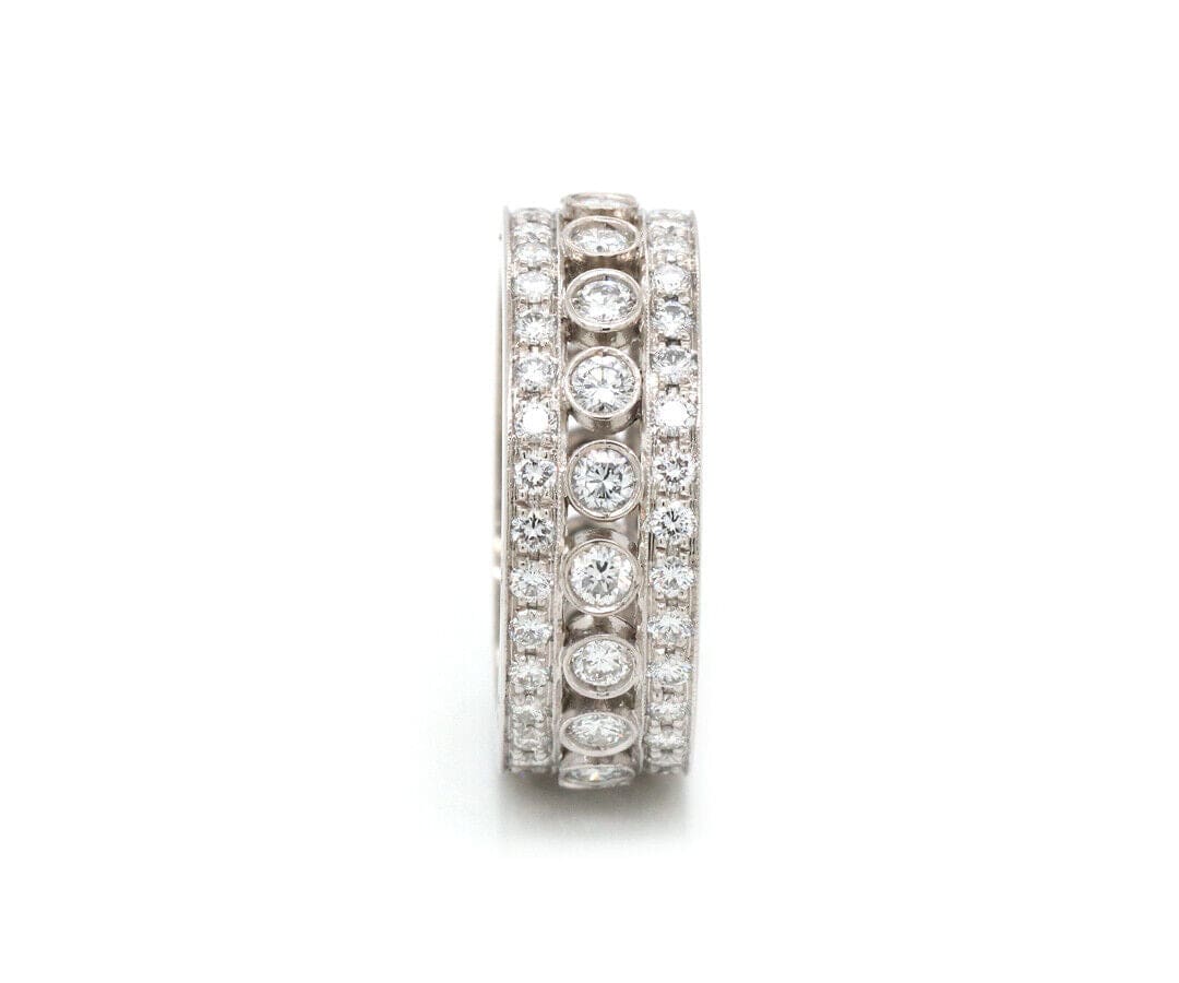 1.50ctw Diamond Bezel Triple Row Eternity Band Ring in Platinum