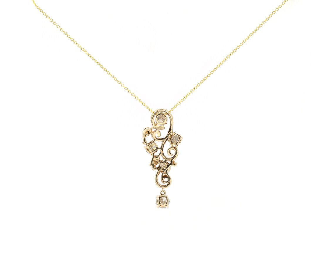 1.75ctw Diamond Swirling Leaf Pendant Necklace in 14K