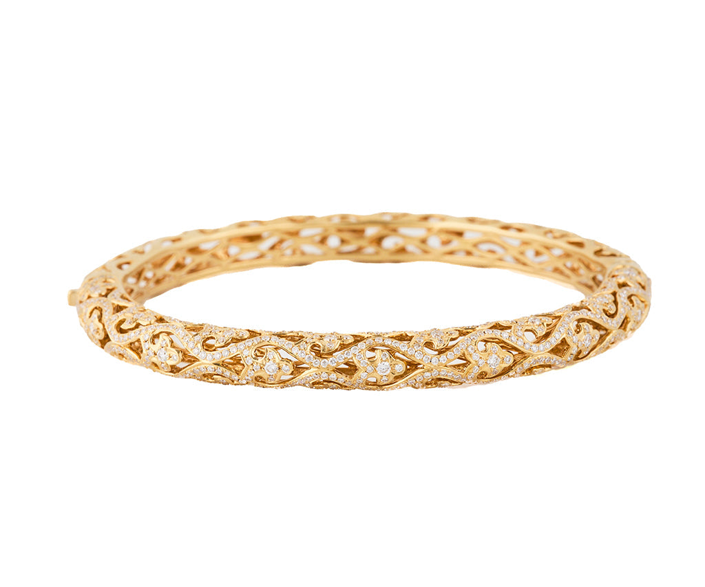 1.50tw Diamond Filigree Bangle Bracelet in 18K