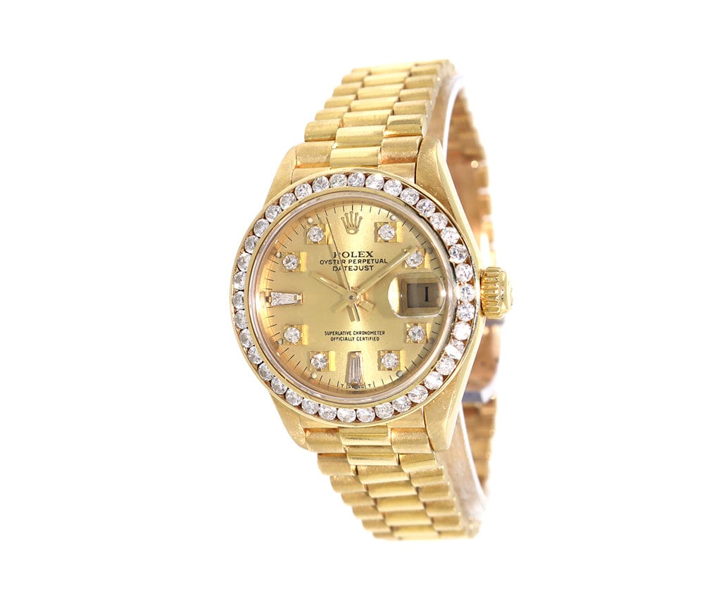 1991 Rolex Datejust President 69178 26MM Aftermarket Diamond Dial and Bezel Ladies Watch