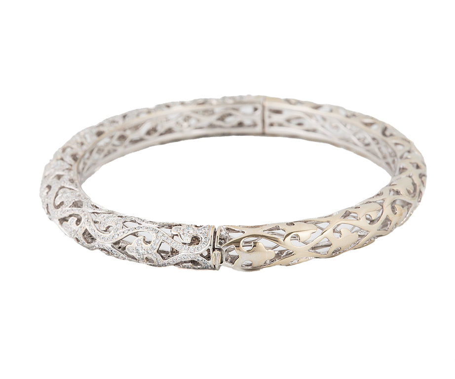 1.50tw Diamond Filigree Bangle Bracelet in 18K