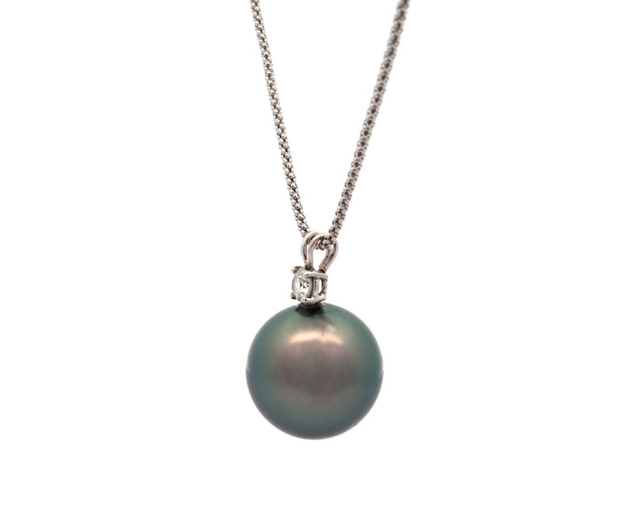 16.5MM Tahitian Pearl and 0.25ct Diamond Pendant Necklace in 18K