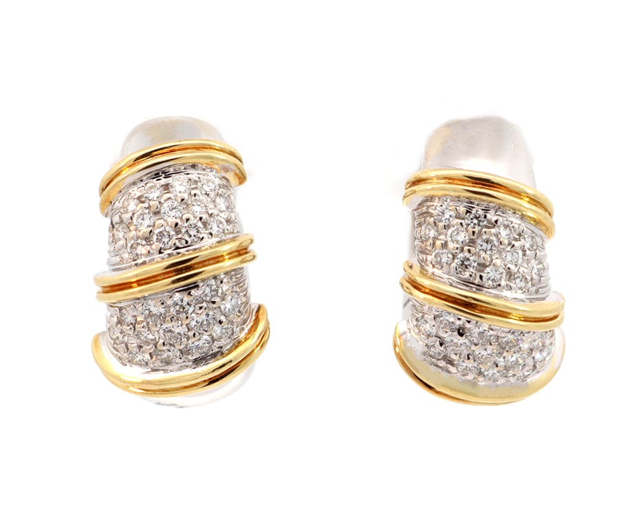 0.66ctw Pave Diamond Two Tone Hoop Earrings in 18K