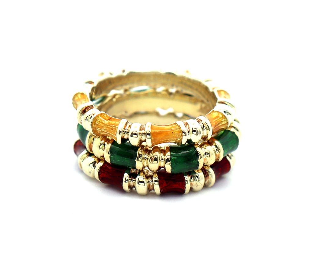 Vintage Martine Enamel Stacking Band Ring Set in 18K