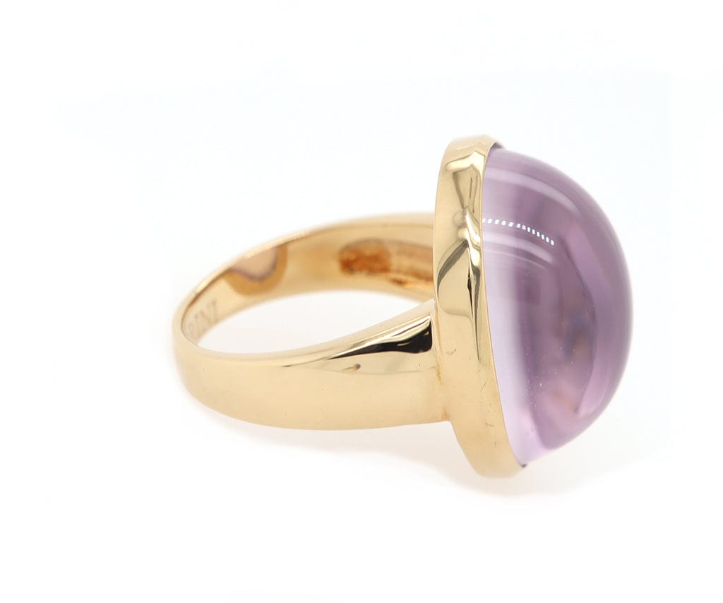 Tito Pedrini Cabochon Amethyst Solitaire Ring in 18K