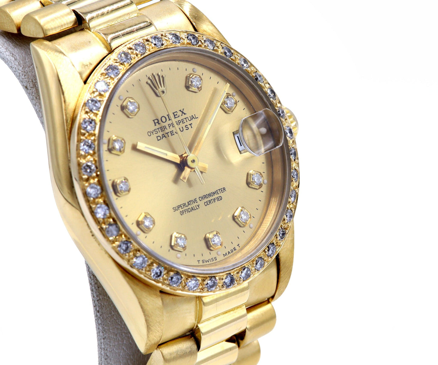 1986 Rolex Datejust President 68278 31MM Aftermarket Diamond Bezel and Dial Ladies Watch