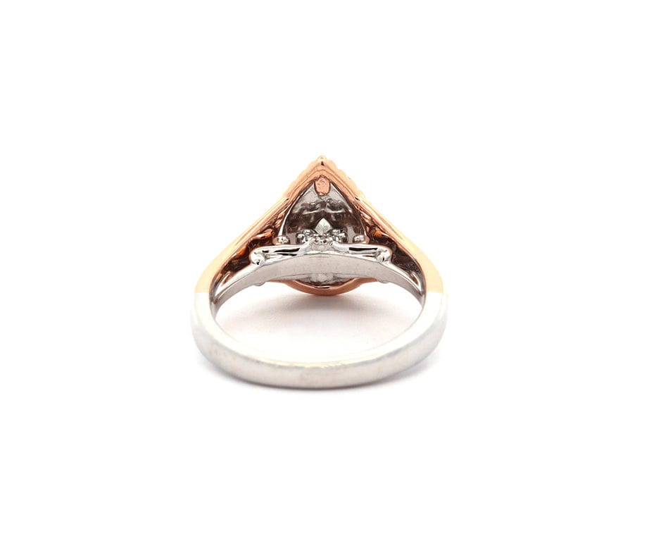 1.00ctw Pear and Round Diamond Double Frame Engagement Ring in 14K