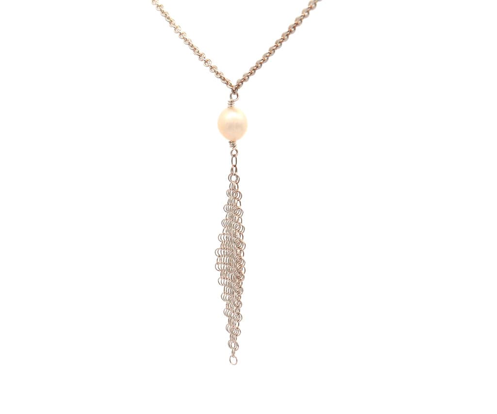 Tiffany & Co. Elsa Peretti Pearl and Mesh Necklace in Sterling