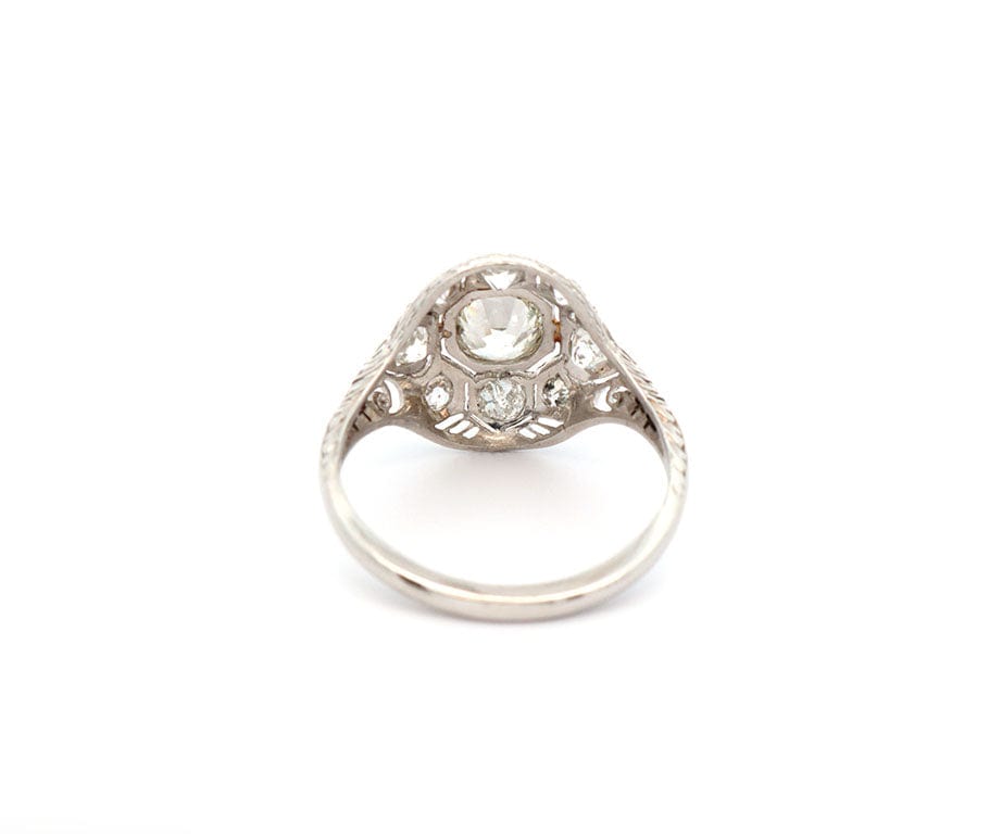 Vintage 1.68ctw Old Mine and Round Diamond Filigree Engagement Ring in Platinum