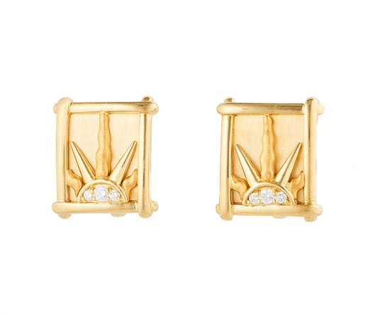 0.35ctw Diamond Sunrise Rectangle Shaped Clip On Earrings in 18K