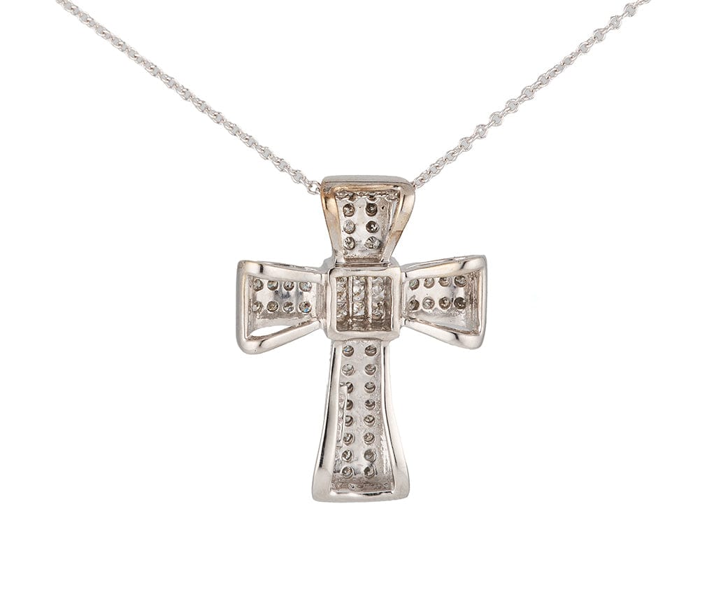 0.50ctw Princess and Round Diamond Cross Pendant Necklace in 14K