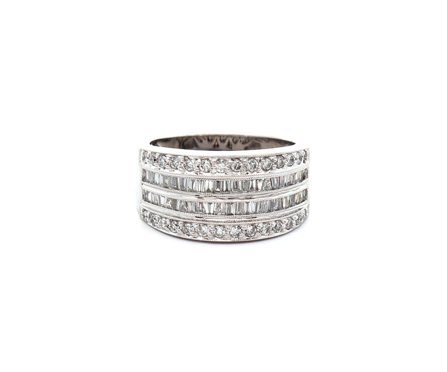 1.00ctw Baguette and Round Diamond Wide Band Ring in 14K