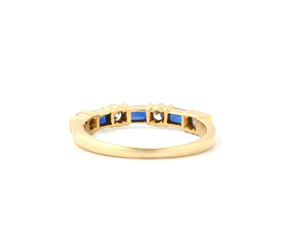 Tiffany & Co. 0.35ctw Baguette Sapphire and 0.38ctw Diamond Band Ring in 18K