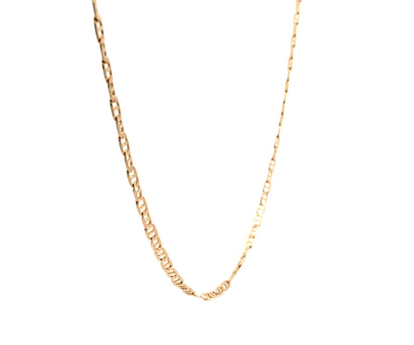 3.0MM Polished Anchor Link Chain Necklace in 14K