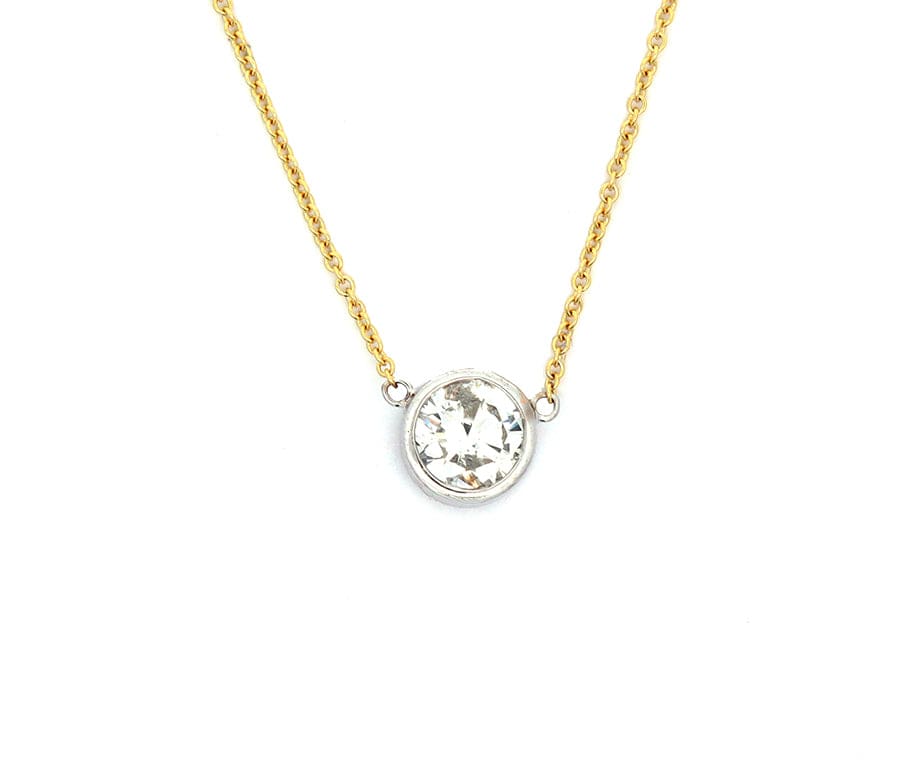 1.52ct Round Diamond Laser Drilled Bezel Set Solitaire Pendant Necklace in 14K