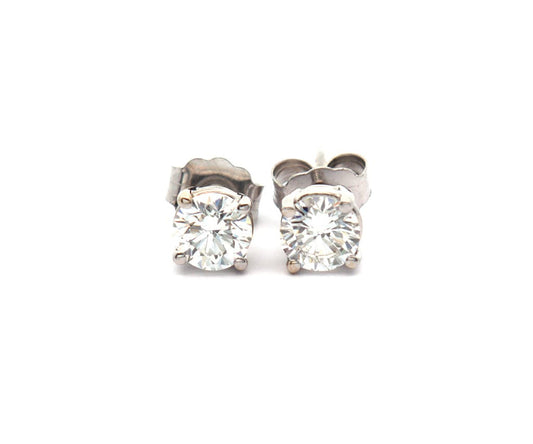 0.75ctw Round Diamond Solitaire Stud Earrings in 18K