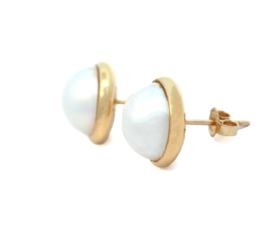 Tiffany & Co. Paloma Picasso Mabe Pearl Stud Earrings in 18K