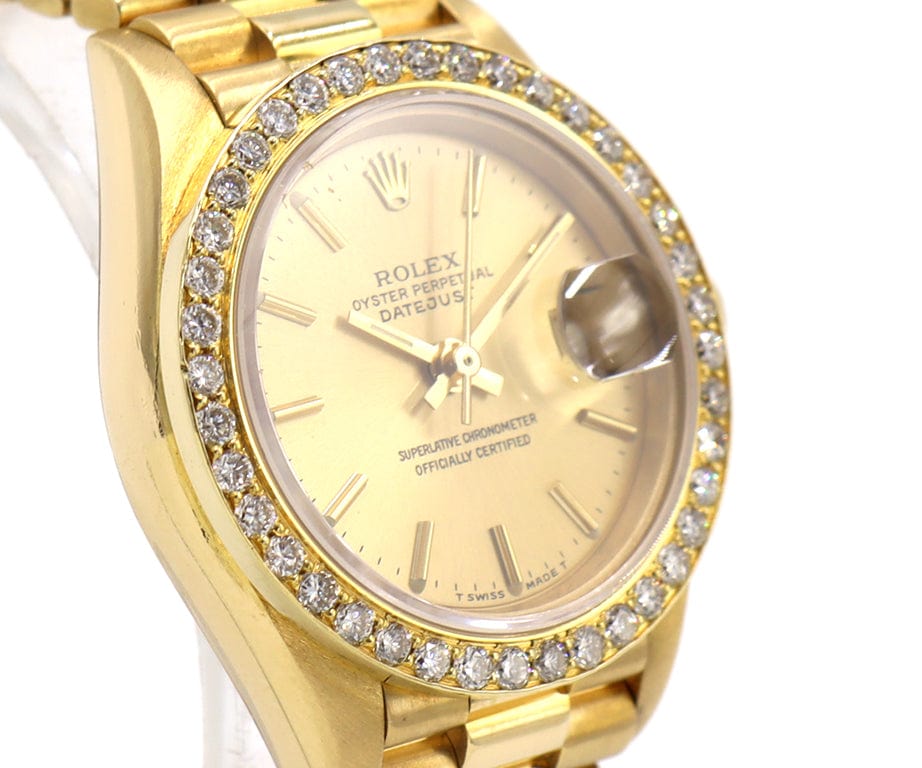 1987 Rolex Datejust President 69178 26MM Aftermarket Dia Bezel and Dial Ladies Watch