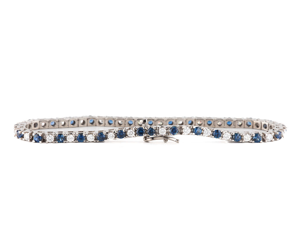 2.50ctw Blue Sapphire and 1.50ctw Diamond Tennis Bracelet in 14K