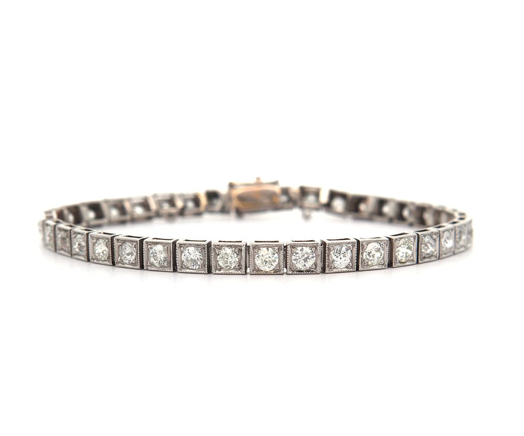 Vintage 2.65ctw Diamond Milgrain Tennis Bracelet in 14K