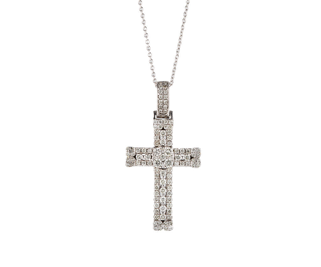 1.00ctw Diamond Frame Cross Pendant Necklace in 14K