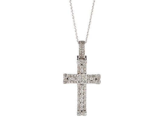 1.00ctw Diamond Frame Cross Pendant Necklace in 14K