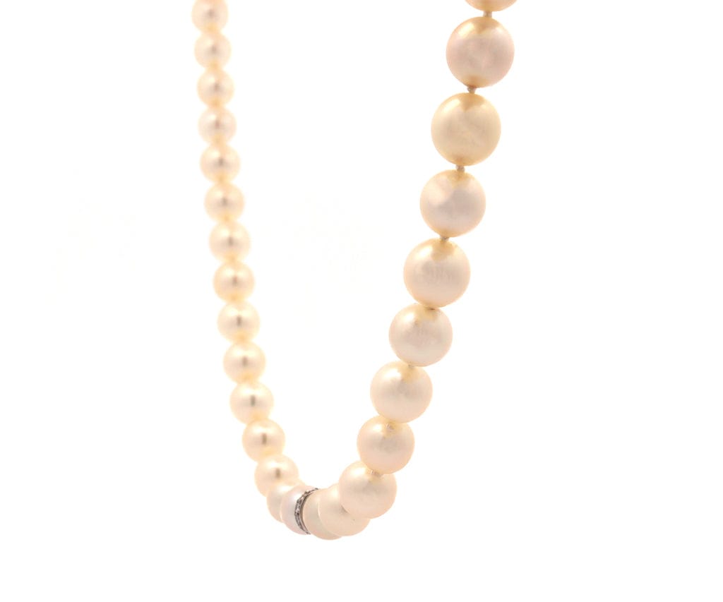 8.00 – 8.50MM Cultured Pearl and 0.20ctw Diamond Rondel Strand Necklace Platinum