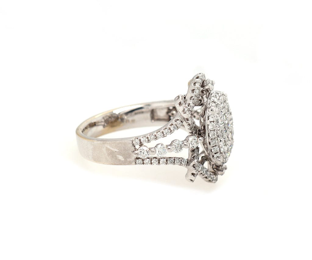 1.47ctw Diamond Cluster Swirl Frame Ring in 18K