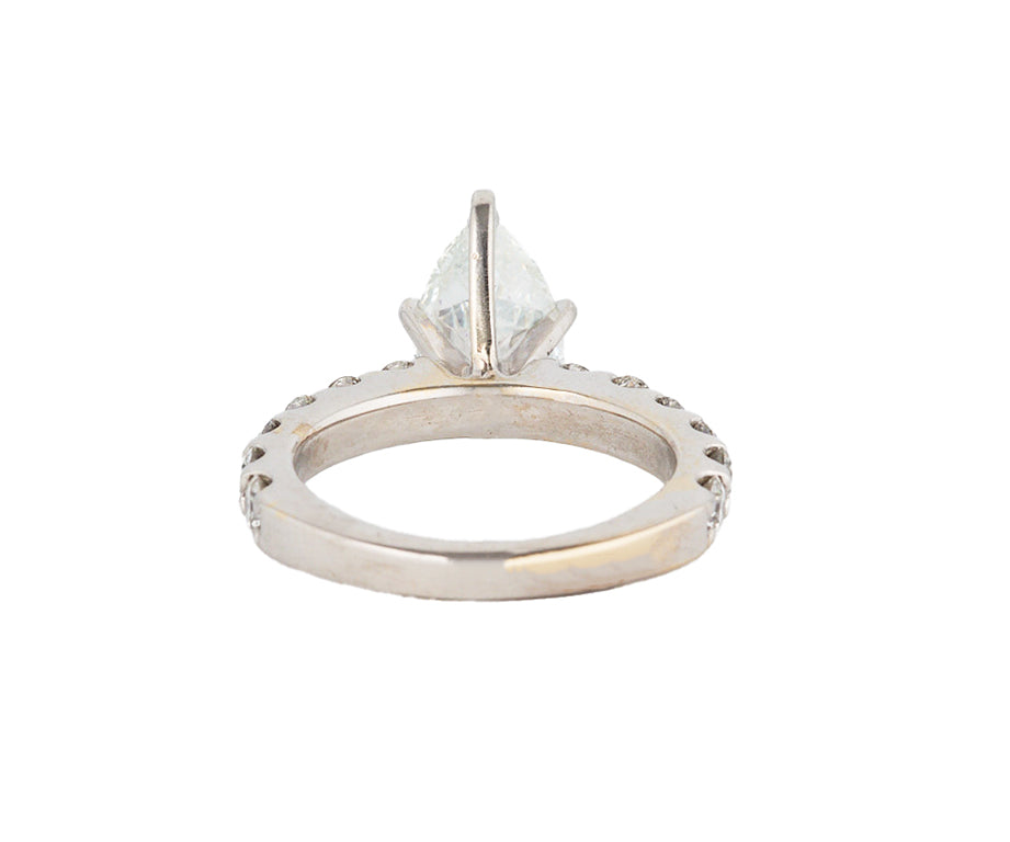 2.14ctw Pear and Round Diamond Straight Engagement Ring in 14K