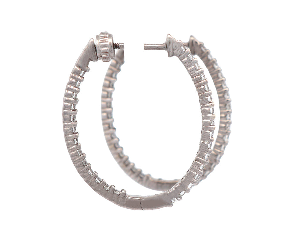 Allison Kaufman 1.50ctw Diamond Inside Out Oval Hoop Earrings in 14K