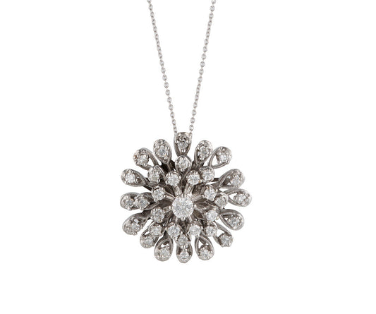 1.50ctw Diamond Floral Cluster Pendant Necklace in 14K