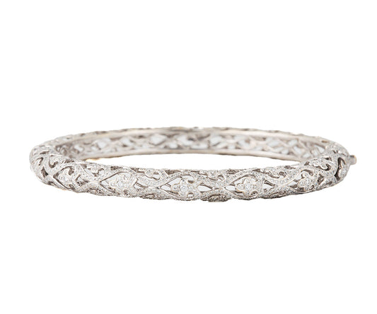 1.50tw Diamond Filigree Bangle Bracelet in 18K