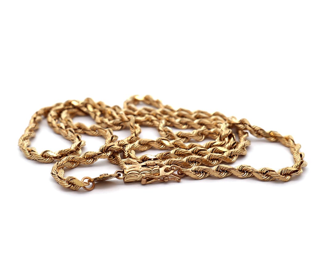 3.0MM Polished Twisted Silk Rope Chain Necklace in 14K