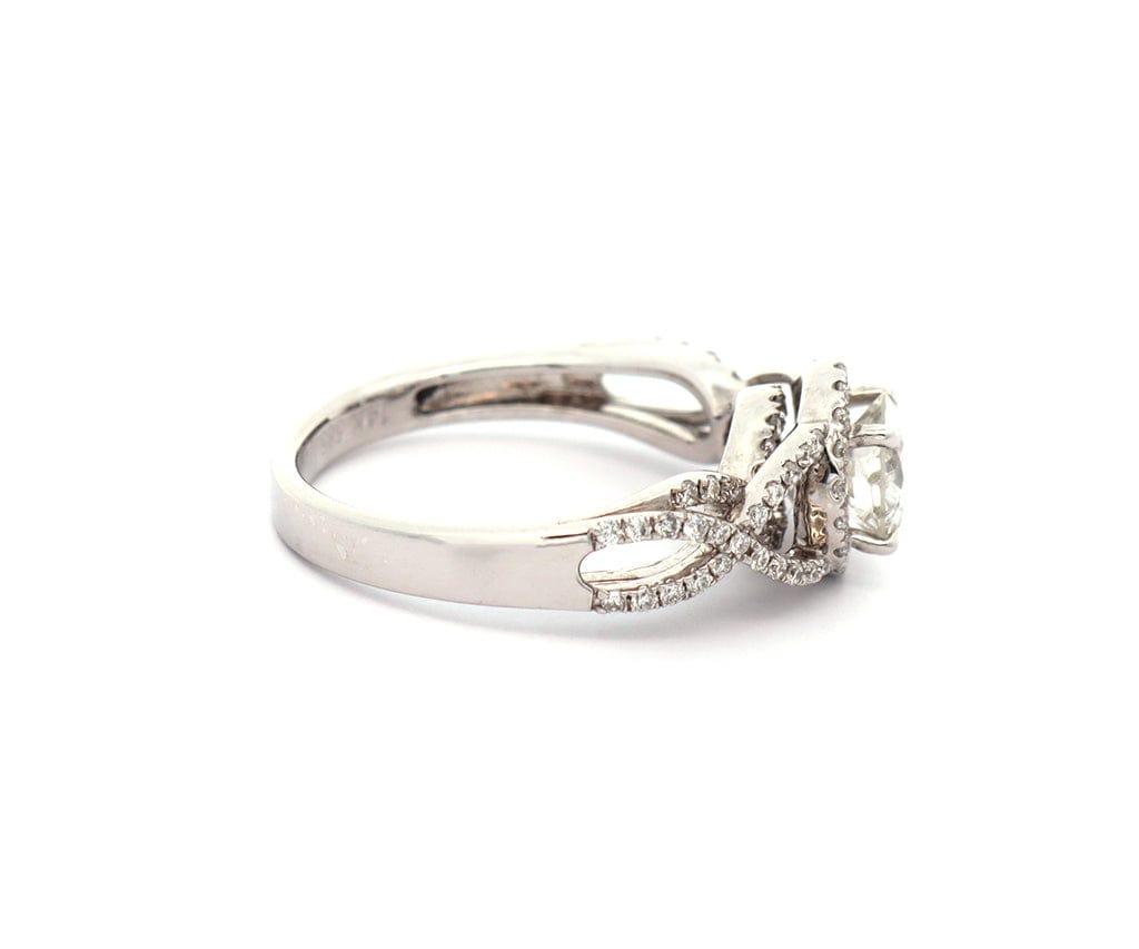 1.41ctw Round Diamonds Halo Woven Shank Engagement Ring in 14K