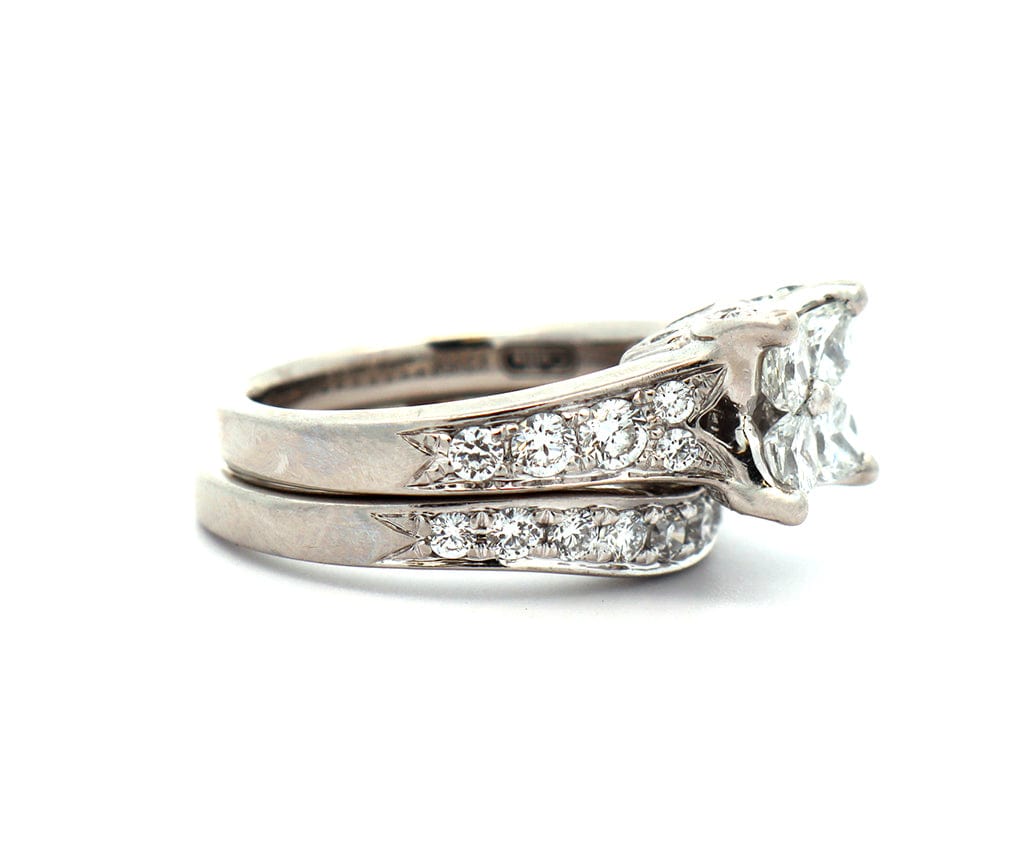 1.14ctw Nelson Calla and Round Diamond Straight Bridal Set in Platinum