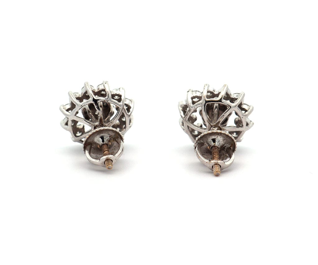 1.30ctw Diamond Cluster Frame Stud Earrings in 14K