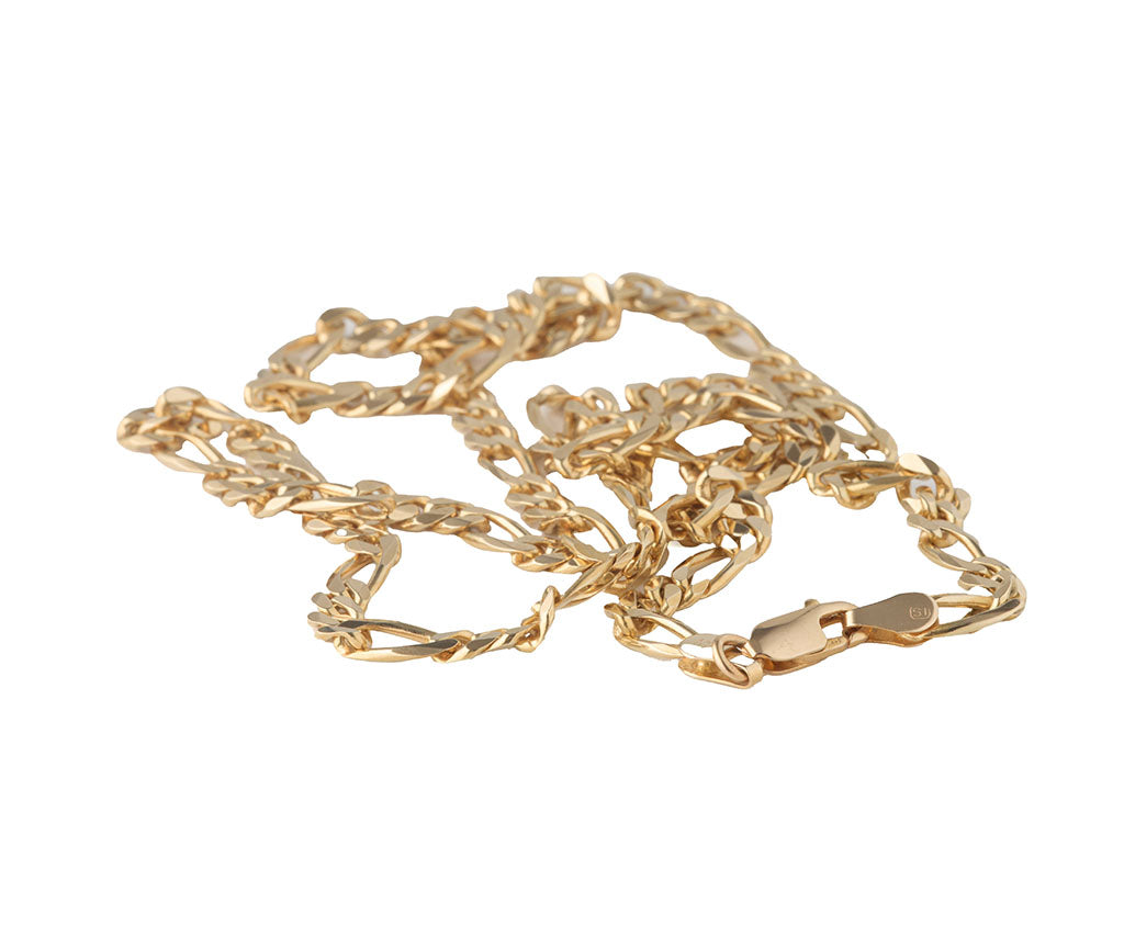 4.0MM Polished Figaro Link Chain Necklace in 14K